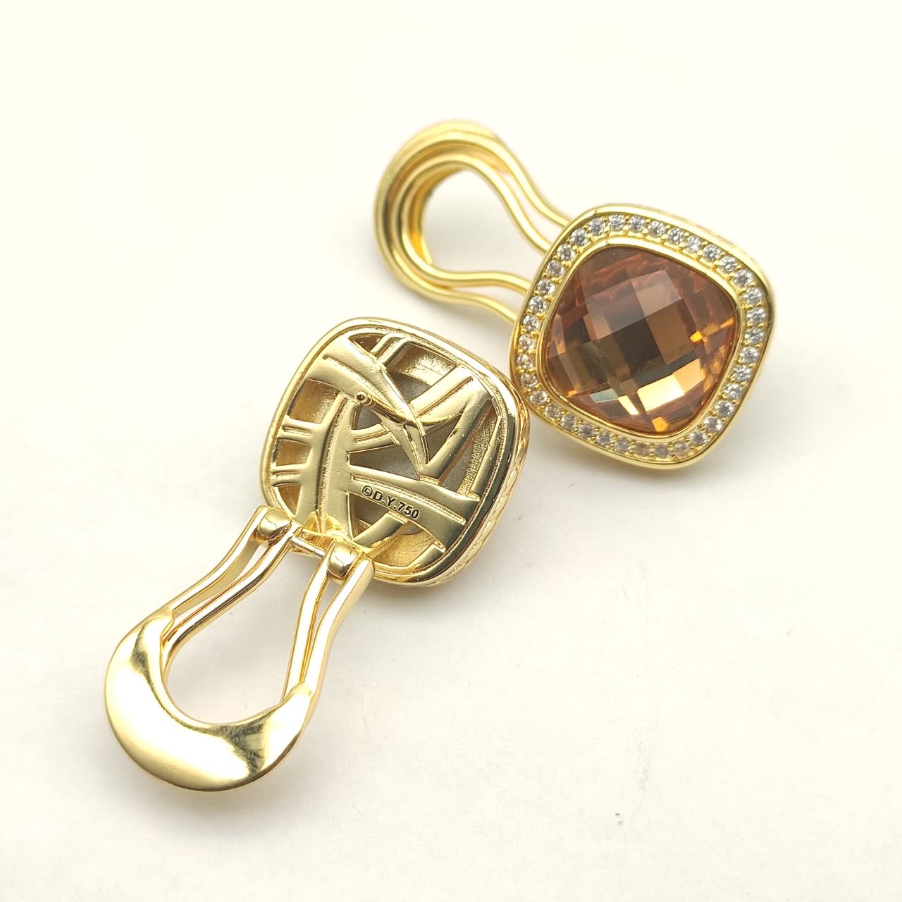 David Yurman Citrine & Diamond Cable Collectibles Clip-On Earrings